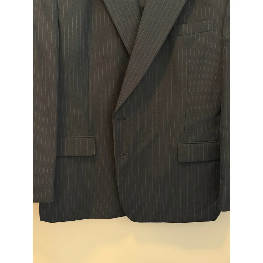 Duke Signature Collection Navy Pinstriped‎ Fully Lined Navy Blazer size 48R